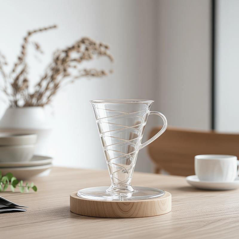 Clear Conical Coffee Dripper Reusable Spiral Design Drip Coffee Filter for Home Office Barista Beginners