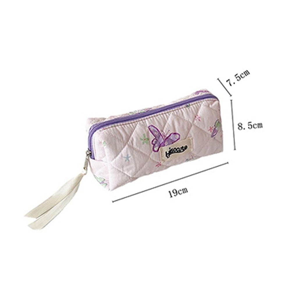 Quilted Pen Pouch Butterfly Printing Cosmetic Bag Fashion Pen Bag  Girls Gift
