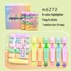 6-Color Large Capacity Fluorescent Glitter Pens with Oblique Tips for Journaling and DIY Projects