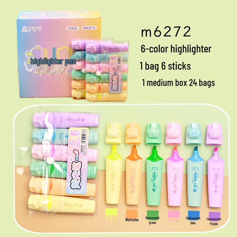 6-Color Large Capacity Fluorescent Glitter Pens with Oblique Tips for Journaling and DIY Projects