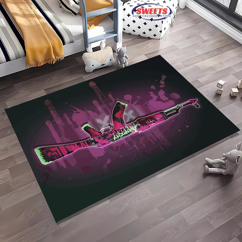3D Assault Rifle Pistol Revolver Gun Carpet for Living Room Bedroom Hallway Long Strip Anti-slip Rug Sofa Doormat Home Decor Mat