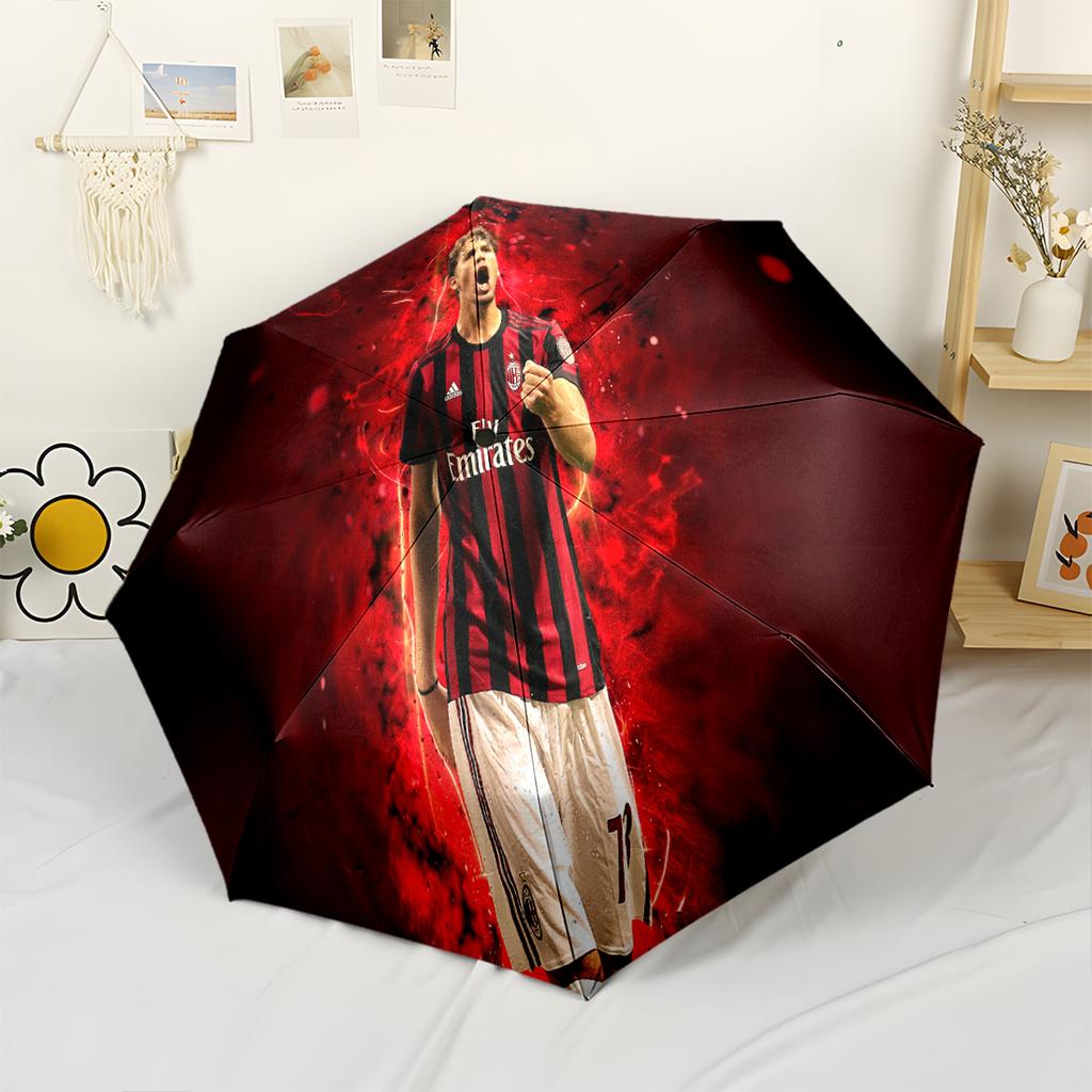 Soccer Player Action Outdoor Automatic Umbrella with 8-Rib Compact Design for Outdoor Daily Use Compact Folding Umbrella