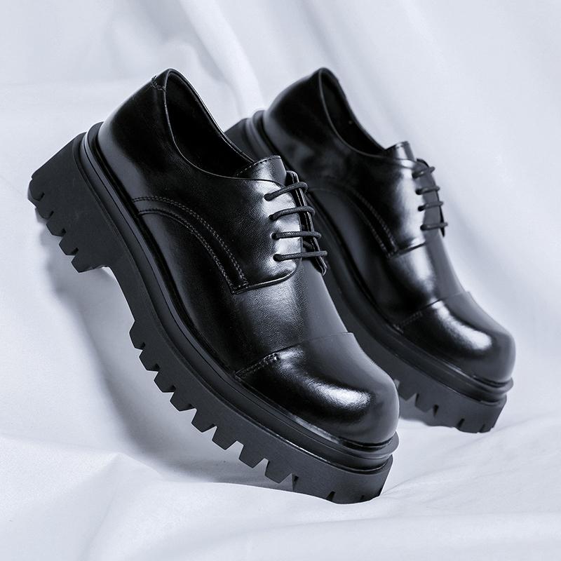 ModeHerren Schwarz Mode Leder Herrenschuhe Plateau Klassische Mode Schuhe Schnürschuhe Erhöhen Business Büro Kleid Lederschuhe