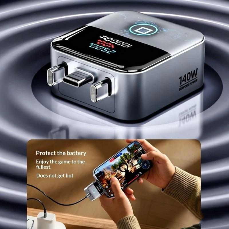 140W Smart Charging Adapter Auto Power-off Overcharge Protection Full Charge Separator for Business Trip Use