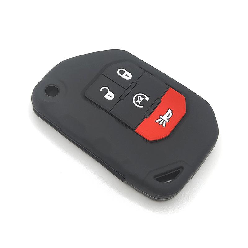 

Silicone Sleeve For Jeep Key Fob Cover Compatible with Jeep Wrangler JLU JL Gladiator Rubicon JT Car Flip Key чорний