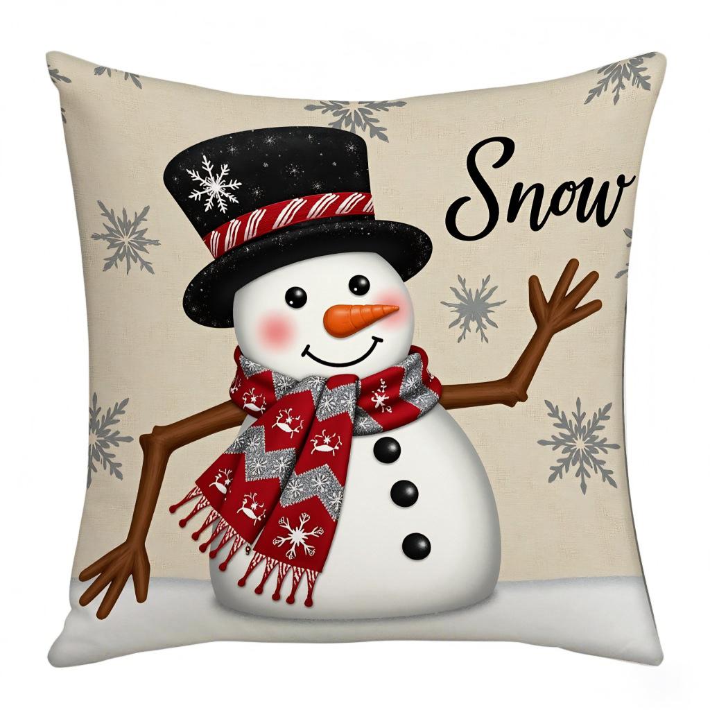 Polyester Christmas Pillow Cover Bedroom Study Home Decoration Holiday Print Cushion By Pillowcase