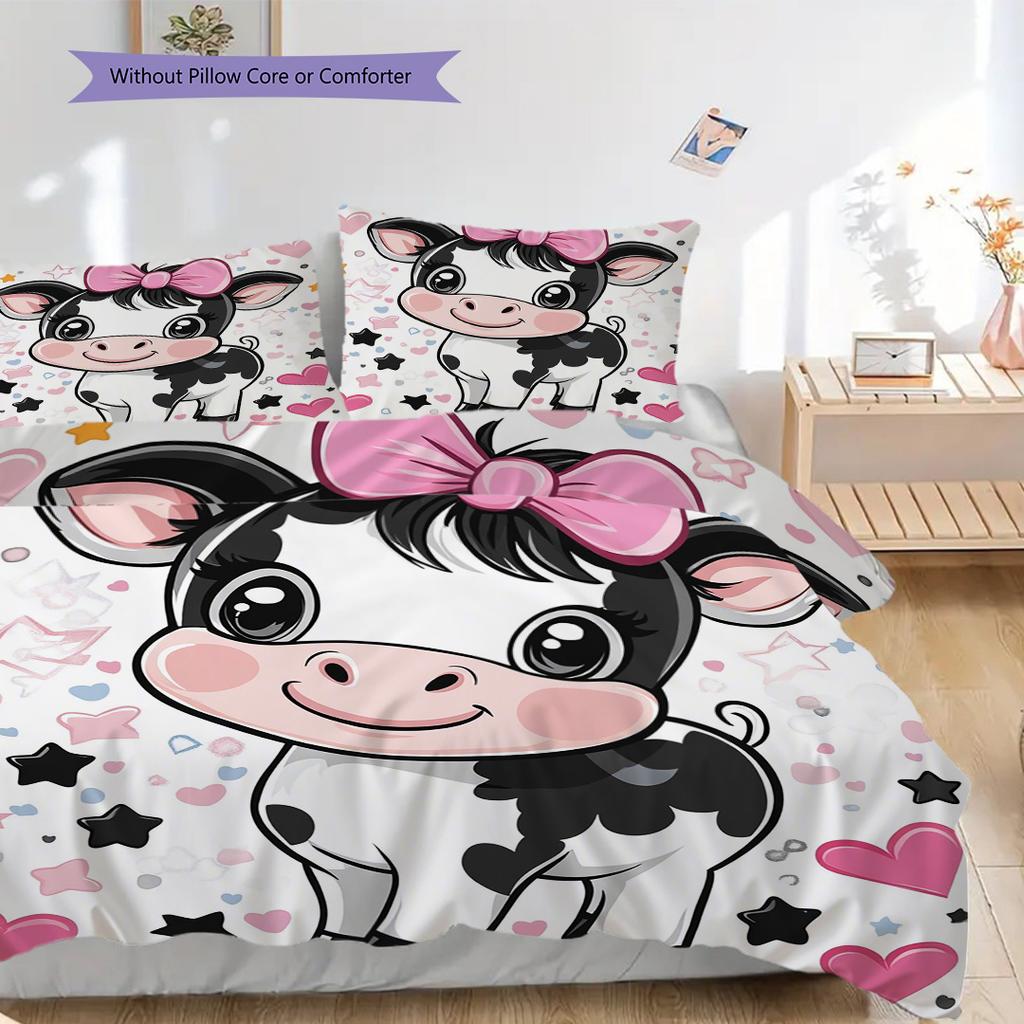 Cow Pattern Bedding Quilt Set Quilt Cover Pillowcase Home Decoration Birthday Gift (1 * duvet cover + 2 * pillowcase, without core)