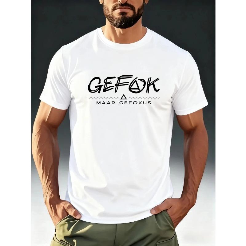 

Мужская футболка европейского размера на африкаанс GEFOK MAAR GEFOKUS - Повседневная футболка с коротким рукавом и круглым вырезом, с юмором, подходит для стирки в машине, для лета S белый