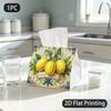 1pc Tissue Box, Mediterranean Lemons Floral Fresh Charm Pattern, 2D Flat Printing, Multi-Purpose, Machine Washable, Tissue Container, for Desk Use