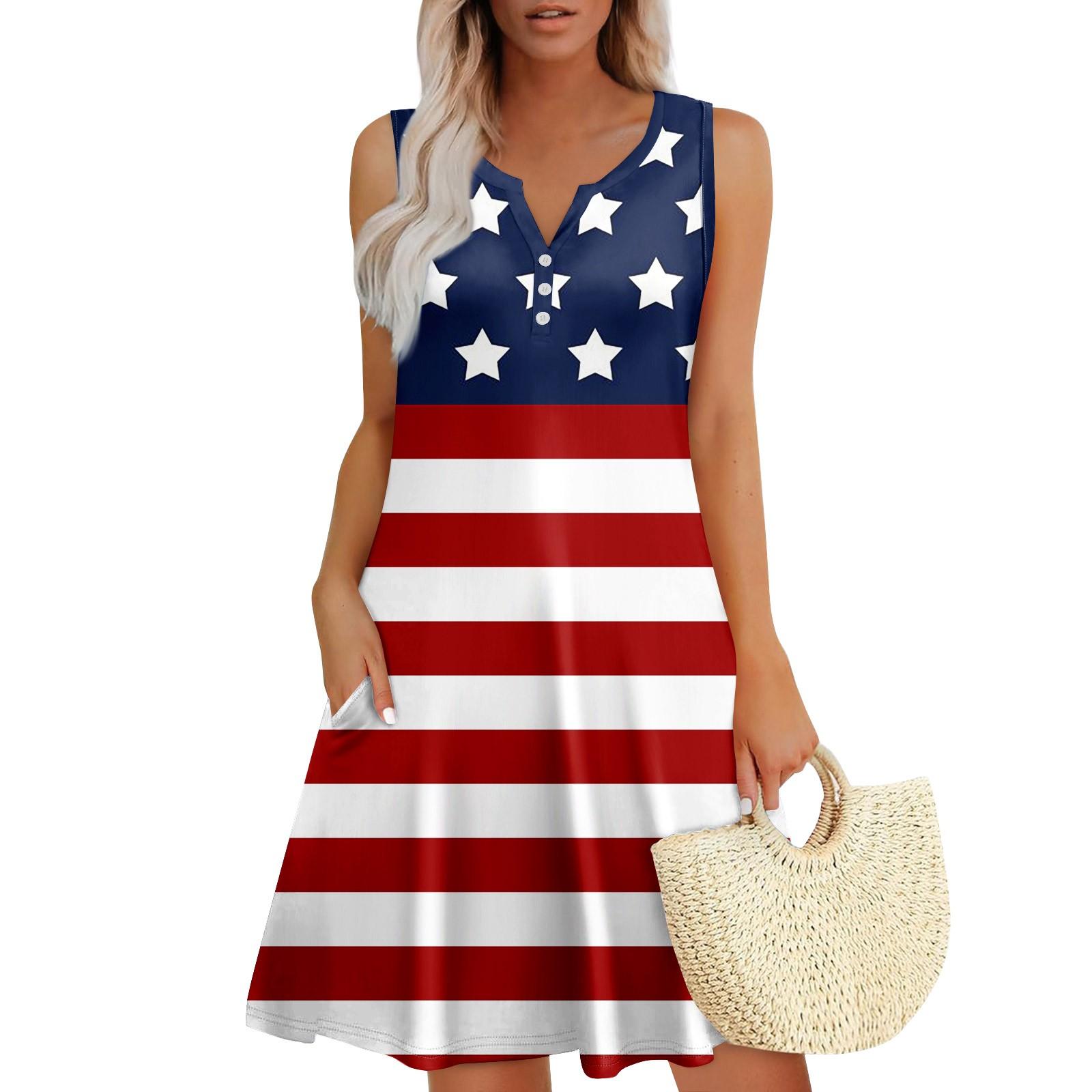 

Женские летние платья Свободные сарафаны без рукавов с V-образным вырезом Платье с карманами S