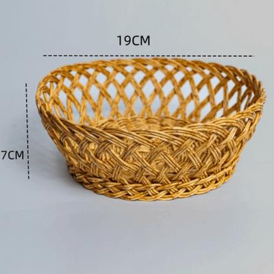 Natural Style Rattan-like Fruit Basket Hand-woven Round Shape Food Storage Basket Hollow-out Fruit Plate Fruit Display