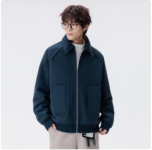 

Lambfleece lapel workwear cotton jacket men s autumn and winter 2025 new fleece thick coldproof warm cotton jacket 3XL