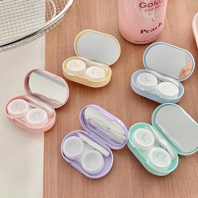 1vnt Ins Letter Print Kontaktinių lęšių dėklas kontaktinių lęšių dėklas Beauty Eye Box Nešiojama kontaktinių lęšių dėžutė su veidrodiniais pincetais