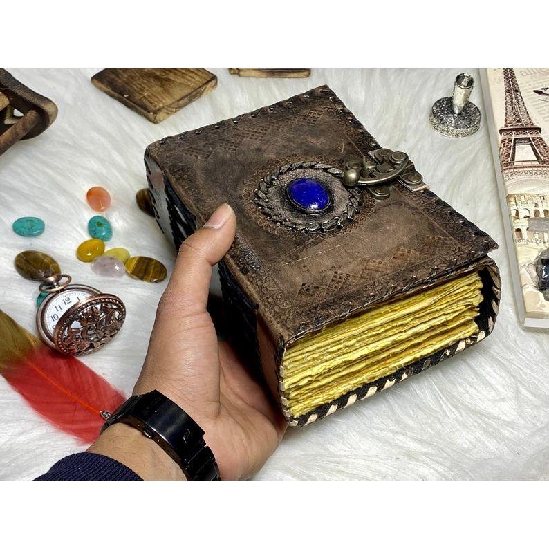 Vintage Leather Journal Blank Spell Book of Shadows Celtic Stone Grimoire Journal Handmade Journal Gifts for Men and Women