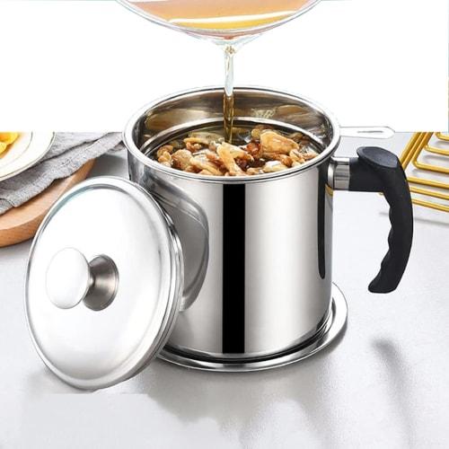 TXCAOT Oil Pot Filter, Stainless Steel, Oil Strainer, Filters Oil Residue, Kitchen Supplies, Oil Strainer Pot, Oil Strainer, Kitchen Supplies, Filters