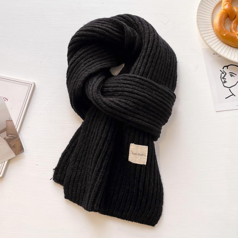 Maillard brown knitted wool small scarf women's winter warmth versatile high-end neck protection couple scarf