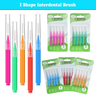 1/0.6-1.2Mm I Shape Interdental Brushes Orthodontic Cleaners Dental Tooth Brush Oral Care 5Pcs/Pack