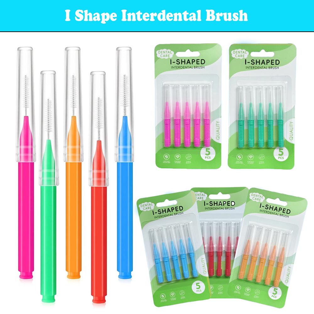 1/0.6-1.2Mm I Shape Interdental Brushes Orthodontic Cleaners Dental Tooth Brush Oral Care 5Pcs/Pack