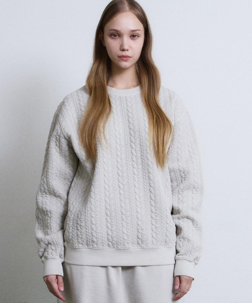 ADERNM Granma Cable Sweatshirts (Beige)