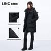 Jinyujie 2024 Winter Women's Hooded Mid-Length Puffer Down Jacket