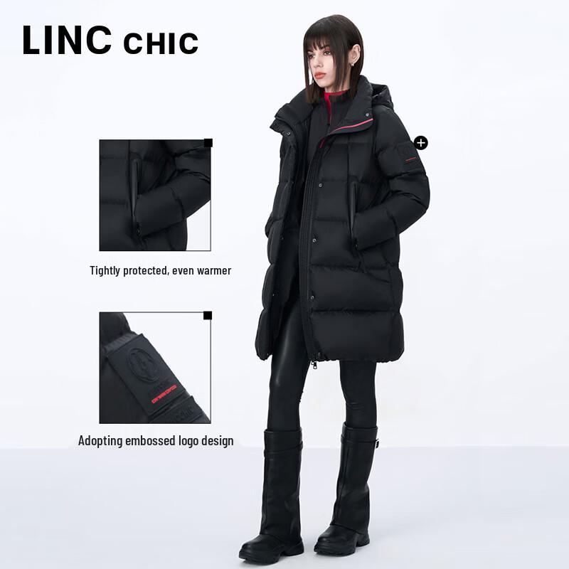 Jinyujie 2024 Winter Women's Hooded Mid-Length Puffer Down Jacket