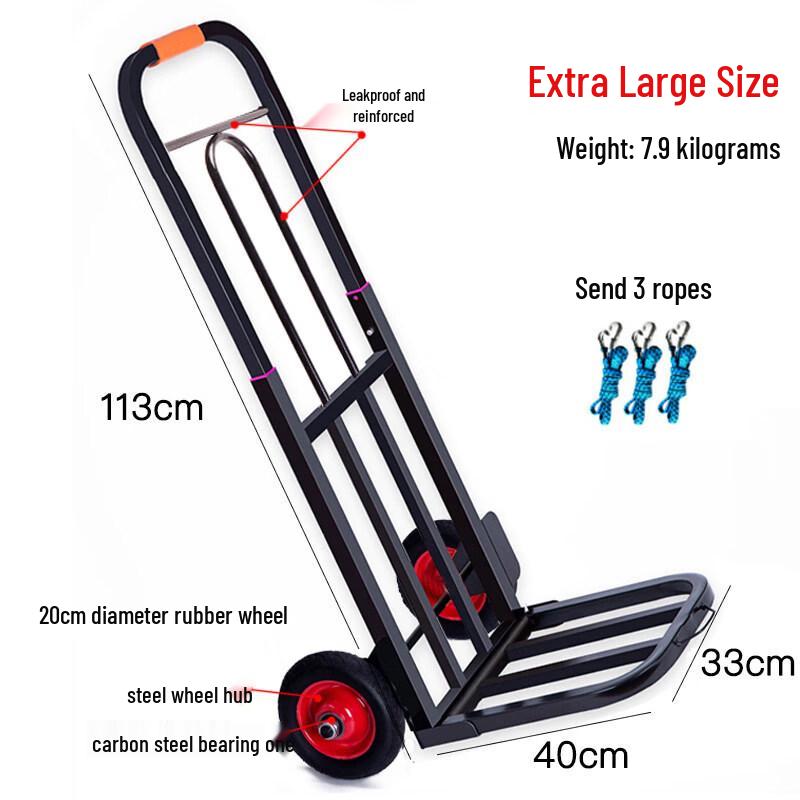 

Foldable Portable Hand Truck with Large Tray and Solid Wheels
