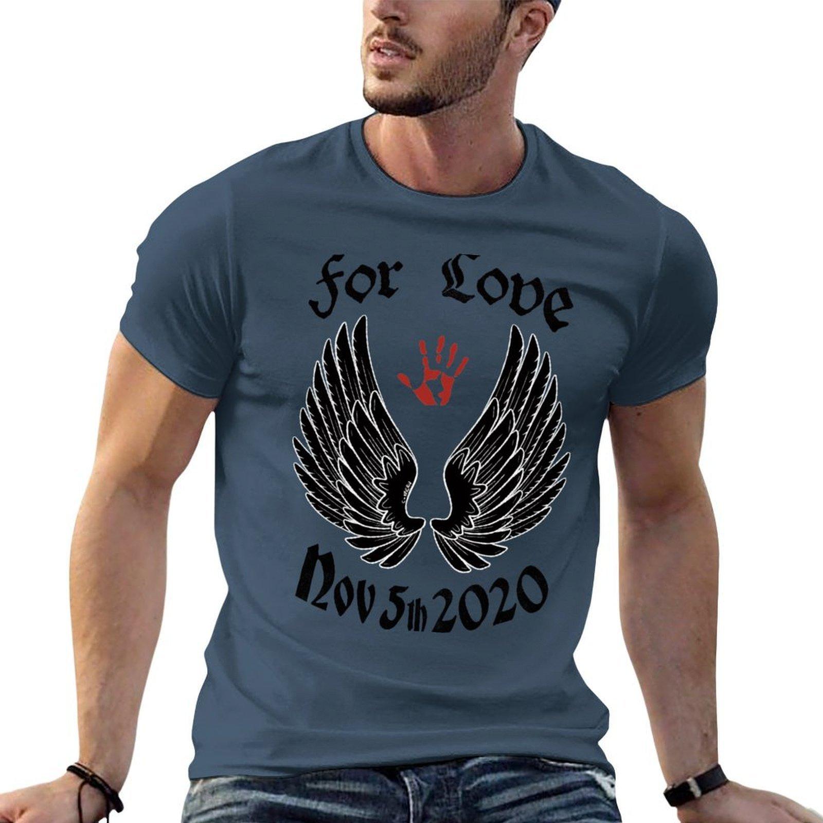 For Love (Black Wings Black Font) Tshirt Urban Style Casual Short Sleeve Top S