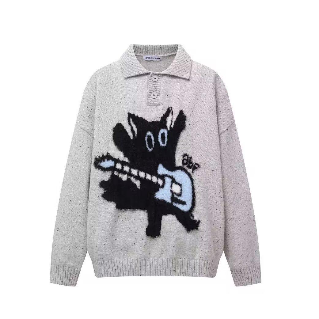 

2025 Autumn Women s Loose Lapel Wool Sweater - Trendy, Versatile, Unisex Knitwear Base Layer. Medium сірий колір