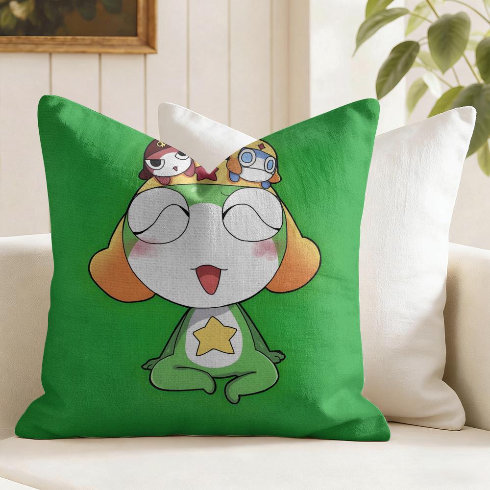 Keroro Gunsou Frog Cushion Cover Eco Linen Pillow Case DoubleSided Print Breathable Durable Zipper Home Decor Gift