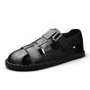 Herren Sommersandalen mit geschlossenem Zehenbereich, atmungsaktives Leder - Rutschfeste weiche Sohle, große Größen, lässige Outdoor-Strandschuhe