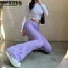 Solid Hot Y2K Woman Pants Aesthetic Fashion Streetwear Women Clothes Slim High Waist Sexy Bell Bottom Long Flare Tights