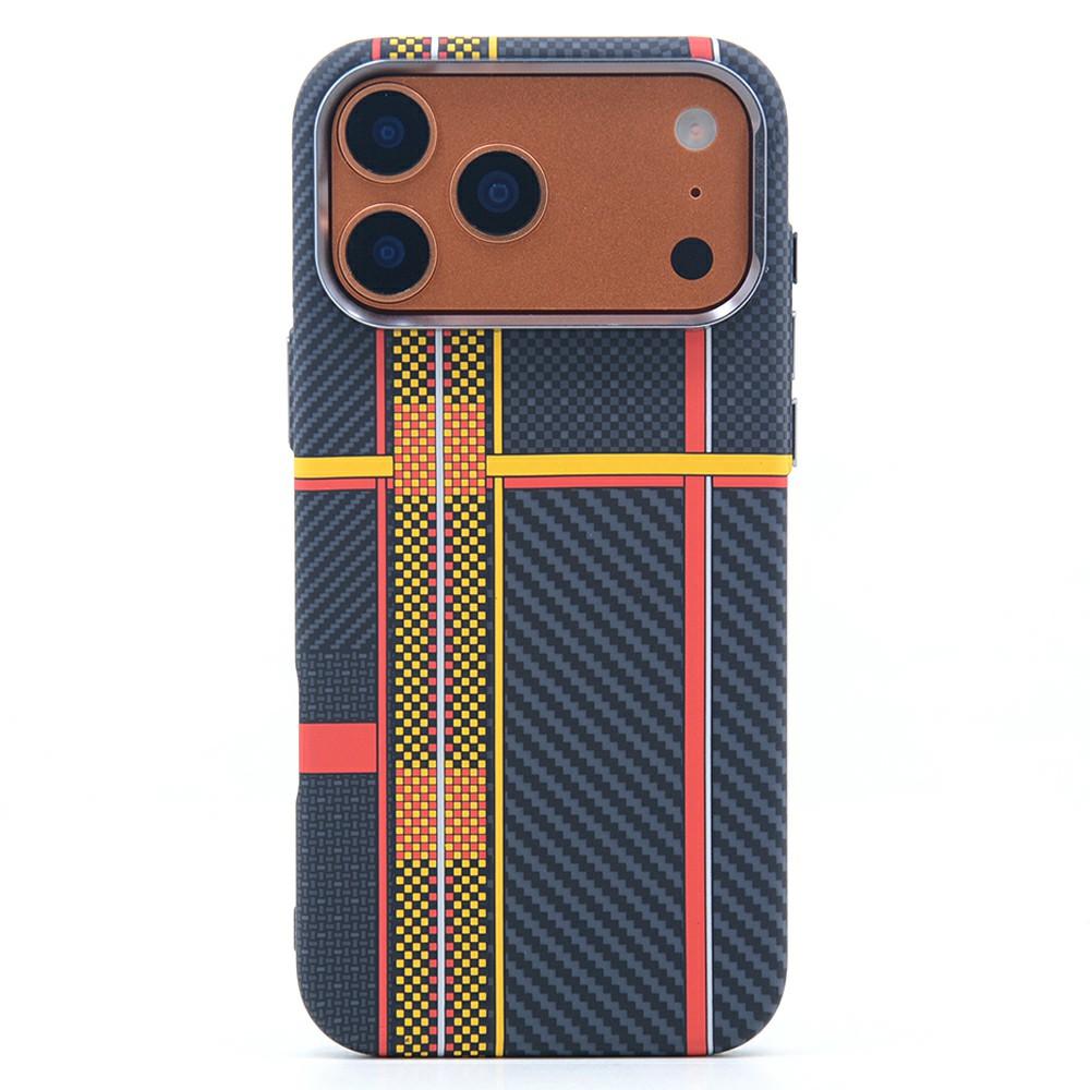 For iPhone 17 Pro Magnetic Case Carbon Fiber Texture Water Transfer PC Phone Cover