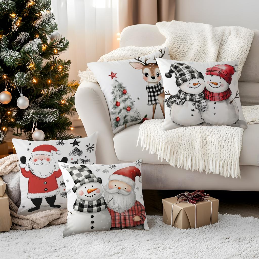 45X45Cm Simple Christmas Theme Pillowcase Bedroom Sofa Cushion Cover 100% Polyester Living Room Cushion Pillowcase Home Decor