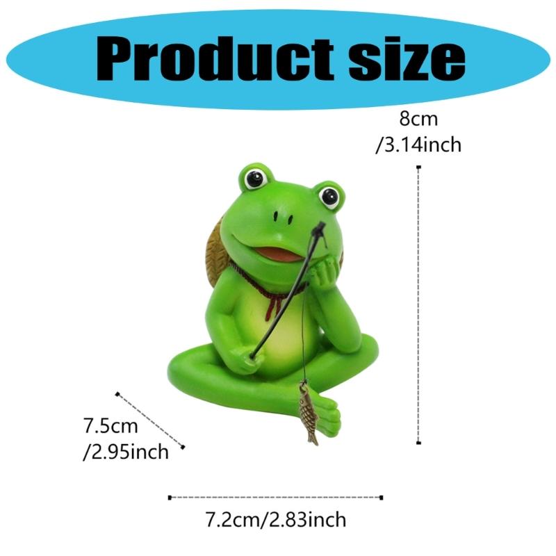 Resin Fishing Frogs Figurines Frogs Statue Garden Decors Landscape Decors Animal Figurines Sculpture Table Centrepieces
