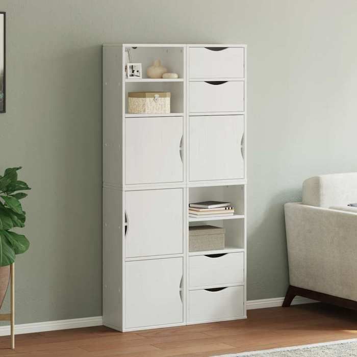 VidaXL Armoires latérales 4 pcs ODDA blanc 40x24x79 cm bois massif pin, armoire, buffet, meuble de rangement de cuisine, 3365349