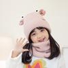 Knitted Winter Children Hat And Scarf Set With Animal Cartoon Design For Kids