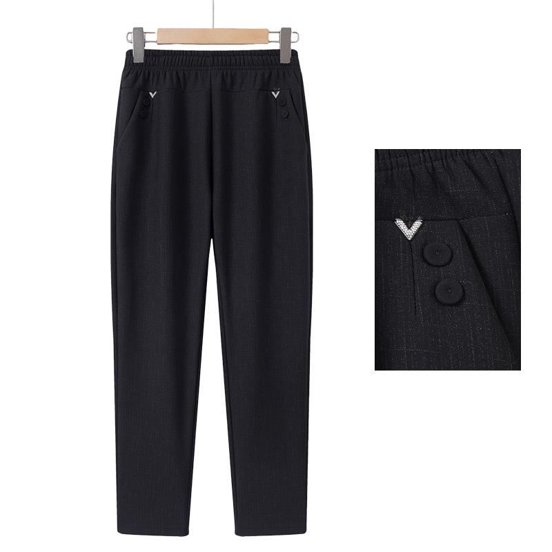 Women's Plus Size Warm Velvet Cotton Pants for Middle-aged & Elderly - Autumn & Winter Wear