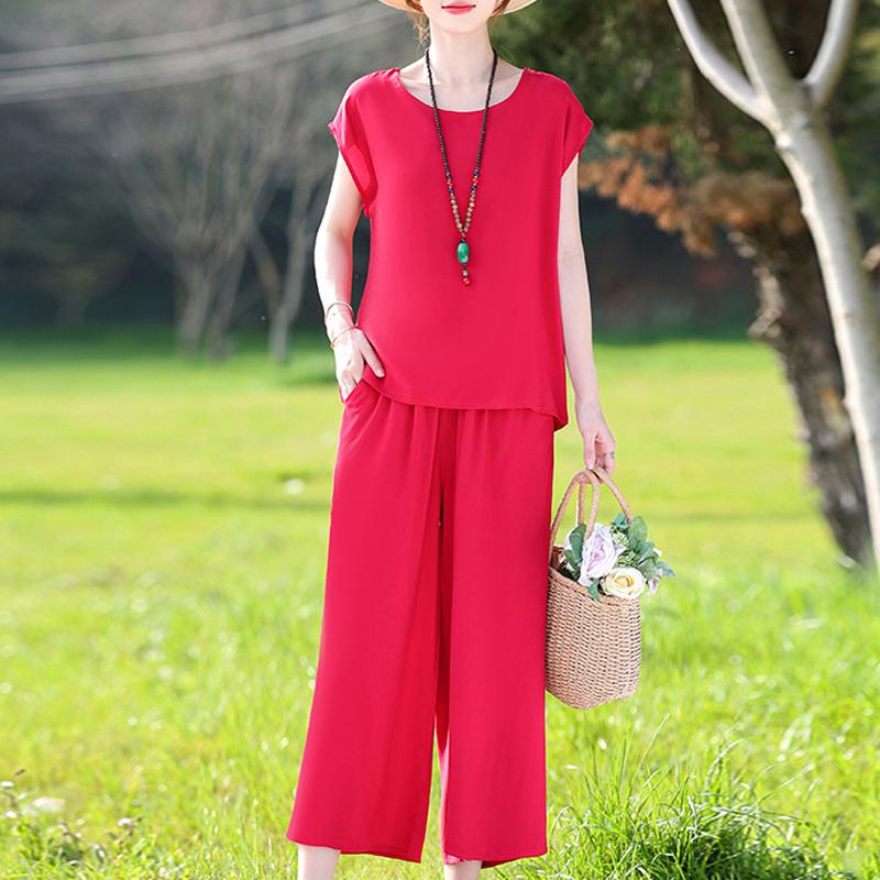 Elegant Women's Sets Summer Plus Size Casual Loose Two Piece Pant Sets for Women