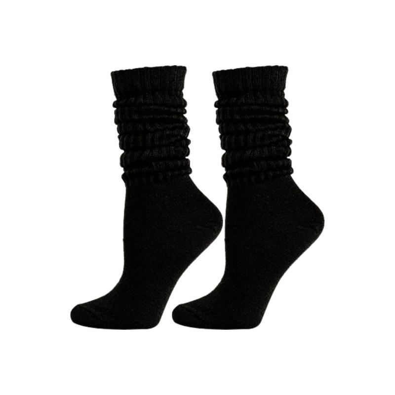 

Свободные носки женские длинные зимние ботфорты до бедра носки с присборкой теплые мягкие свободные носки для женщин 1 pair чёрный