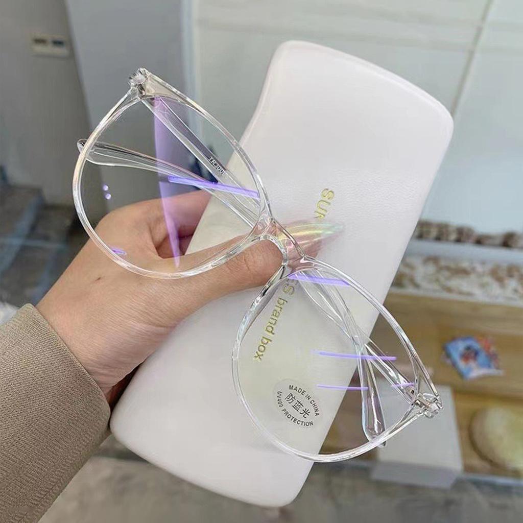 2PCS Fashionable Decorative Anti-Blue Light Flat Glasses Oval-Shaped Frame For Women
