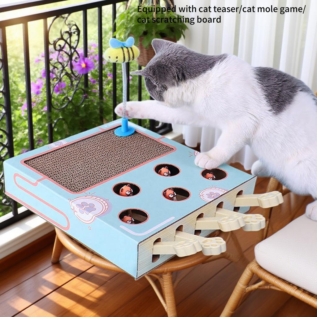 Whack-a-Mole Cat Scratching Board Toy Cat Toy Grinding Claw Rest Play Funny Cat Interactive Multifunctional Cat Supplies