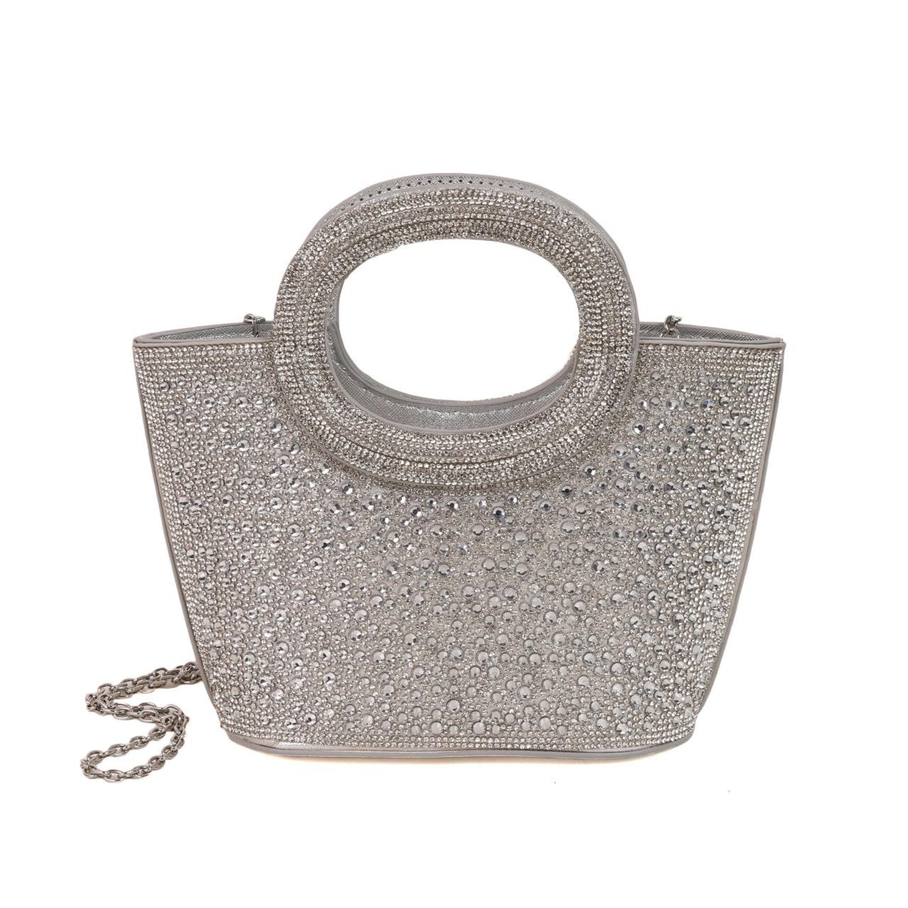

Блестящая сумка со стразами, вечерняя сумка, модная женская сумка с цветными бриллиантами, высококлассная сумочка с полным бриллиантовым дизайном серебряный