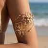 Floral Open Arm Bangle Adjustable Arm Ring Elegant Flower Bracelet  Beach