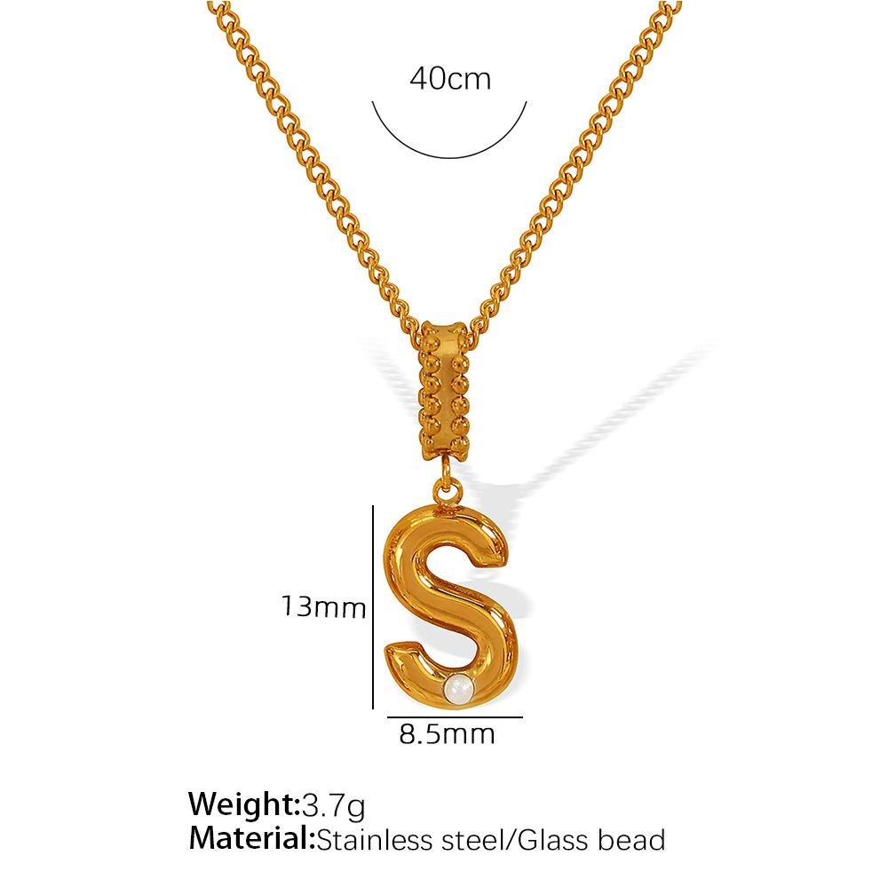 18k Gold-Plated Titanium Steel Bubble Letters Necklace for Women