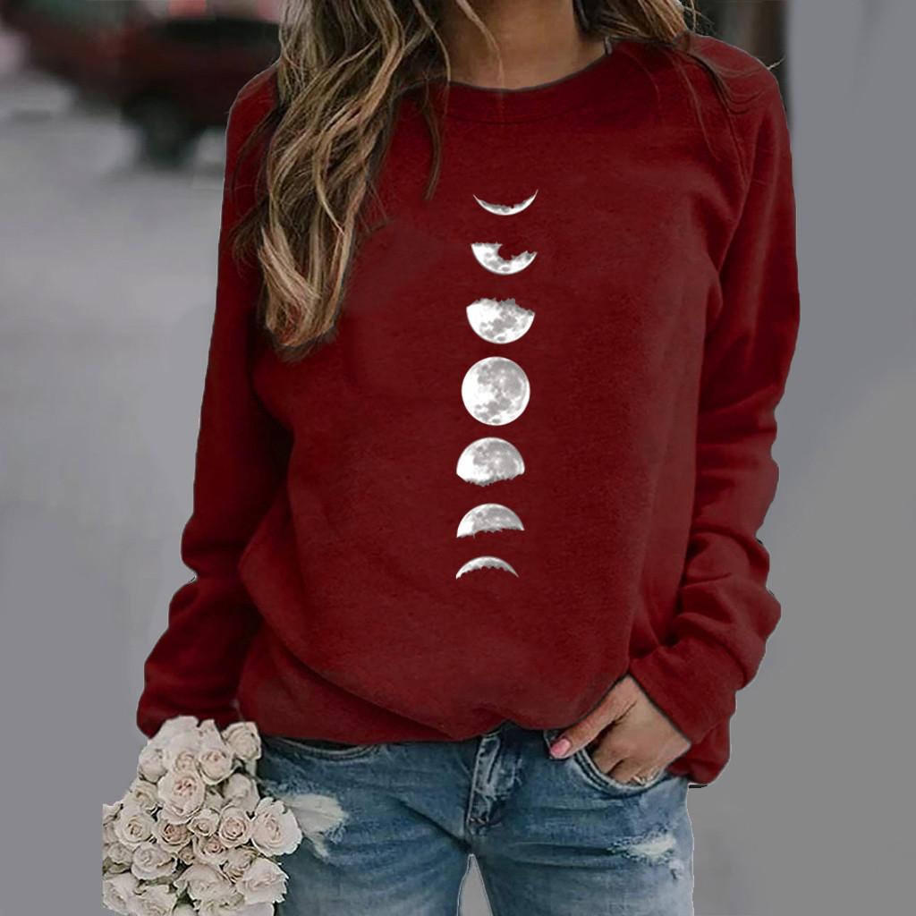 

Шикарная женская блузка из полиэстера с круглым вырезом на весну и осень для женщин на открытом воздухе 3XL темно-красного