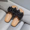 Fashion Cow Leather Sandals 2025 New Women's Slippers Bow Large Size 35-43 Beef Tendon Sole Soft Sole Geunine Leather Slippers