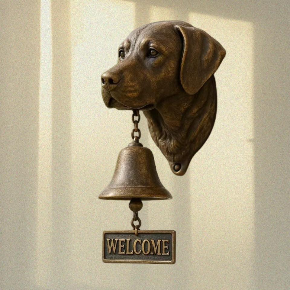 Door Chime Bell Dog-Shaped Welcome Doorbell Resin Animal-Themed Chime Wall Decoration for Entry Indoor Business Shop Gate Porch