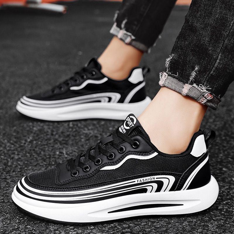 Thin summer mesh men's shoes breathable hollow men's board shoes trendy soft sole student running shoes outdoor sports shoes