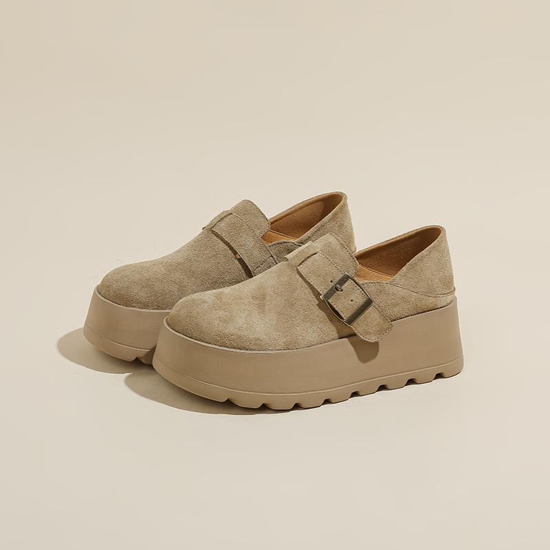 

Birkenstock shoes thick-soled bag head 2025 spring and autumn new round head muffin sole height increase casual wear one-pedal single shoes women 35