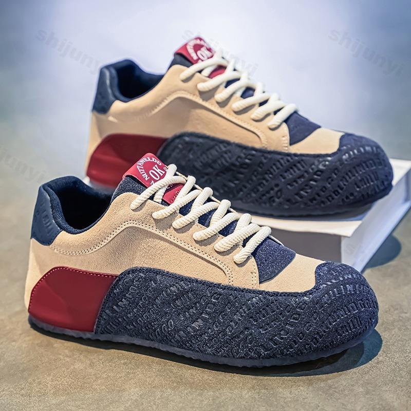 Fashion Autumn Men's Vulcanized Shoes 2025 Flat Bottomed Platform Thick Soled Casual Shoes Fashionable Outdoor Lace Up Sports Shoes